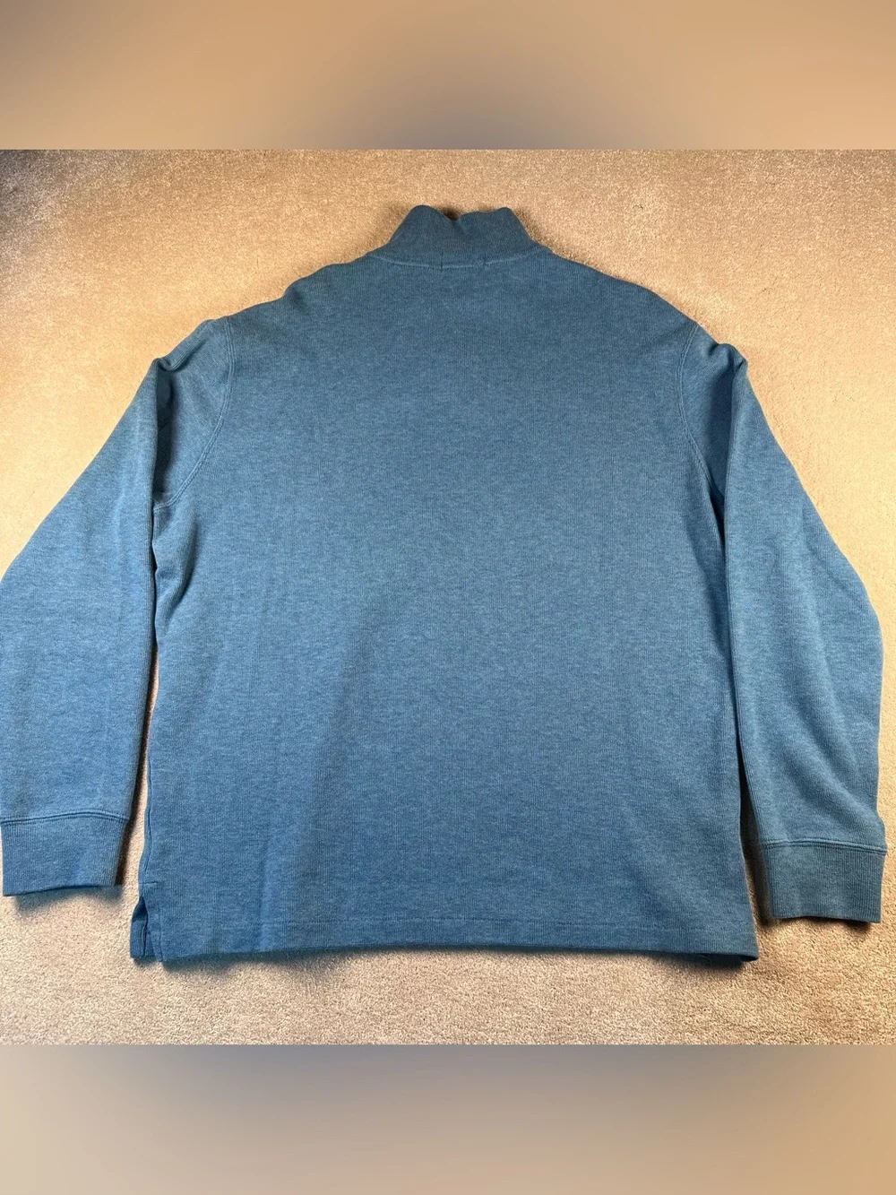 Polo Ralph Lauren Sweater Quarter Zip Blue Orange Pony Pullover Cotton Men's Lg